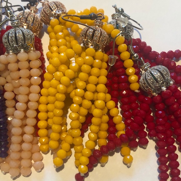 Yellow/Antique Rose Gold Crystal Tassel Ear… - Picture 6 of 16